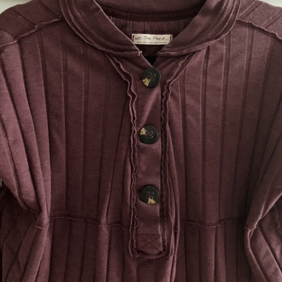 Purple Free People Button Up Ribbed Long Sleeve S - Picture 4 of 6